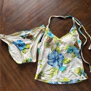 Liquid Blue Floral Bikini with Blue and Green